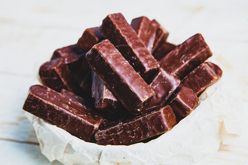 Assortment of delicious chocolate candies background. Chocolate candy isolated 