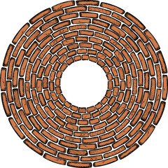 Vector round design element from drawn brickwork