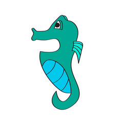 Simple cartoon icon. Cute cartoon seahorse. Isolated vector illustration. Cute cartoon Sea horse isolated.