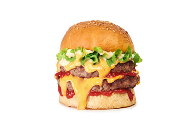 Fresh tasty burger isolated on white background
