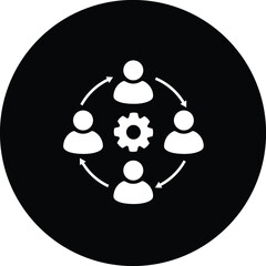 Workflow process icon in flat style. Gear cog wheel with arrows vector illustration on white isolated background. 