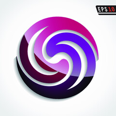 purple glossy 3d whirlpool circle logo