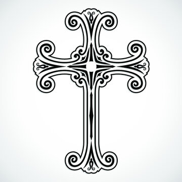 black white ornamental cross