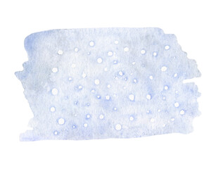 Blue snowy watercolor background. Illustration isolated on white.