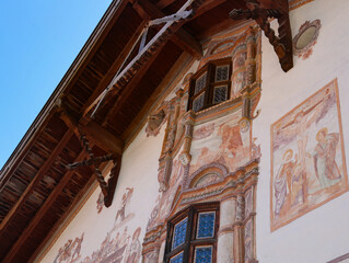 Old Austrian house in the village of Ladis, with fresco paintings. 
