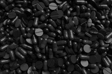 Stock of black pills and drugs