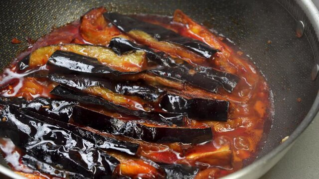 Featured Chinese food, home-cooked Sichuan cuisine, fish-flavored minced pork and eggplant
