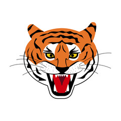 The face of a tiger. Flat style. Vector Illustration.