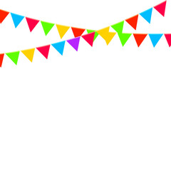Fototapeta premium party flags, colorful simple decorative element isolated on white background.