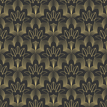 Abstract seamless gold pattern in Asian style.