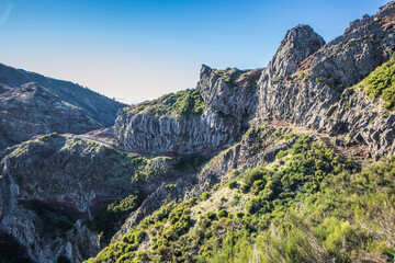 mountain landscape with grass, sky
