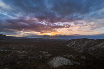 dusk over the desert and hills 