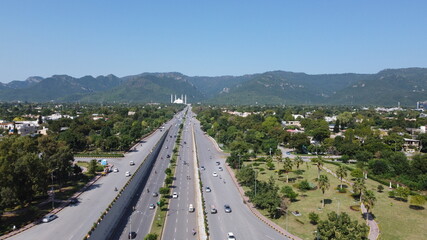 Aerial Drone View of Metro Bus in Islamabad, The Capital of Pakistan - Oct 15th, 2022