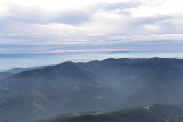 Mountains at sunset on an autumnal day