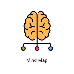Mind Map vector fill outline Icon. Pixel Perfect. For Mobile and Web. stock illustration