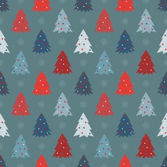 Seamless pattern of the winter Scandinavian forest.