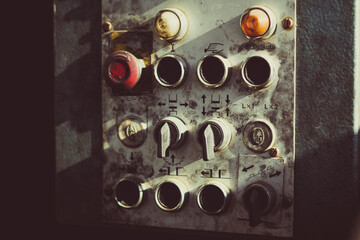 Vintage and dirty old control panel board.