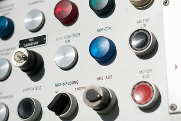 Electrical lighting buttons and control panel switch board.
