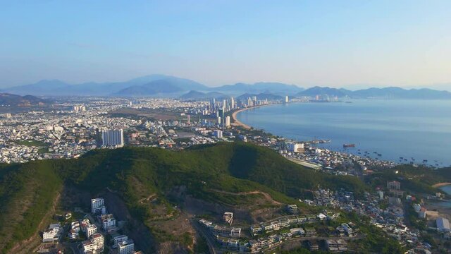 Aerial shot of the city of Nha Trang in Vietnam. A popular tourist destination in Southern Vietnam