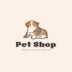 Simple dog puppy logo for pet shop logo animal lovers design vector