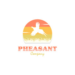 Beautiful Pheasant Silhouette Flying Over the River Logo Design