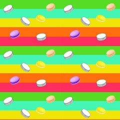 Rainbow pattern with macaroons. Dessert . seamless pattern with colorful circles