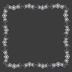 Frame of flowers on a square background stylized flowers and leaves - graphics. Scarf, tile, square