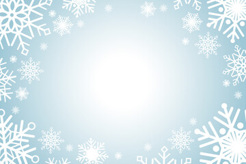 Snowflake frame background. For Christmas greetings or seasonal design element.