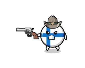 Fototapeta premium the finland flag cowboy shooting with a gun