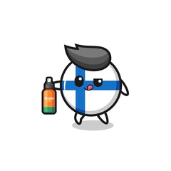 cute finland flag holding mosquito repellent