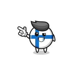 finland flag mascot pointing top left