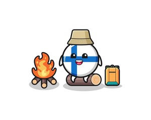 camping illustration of the finland flag cartoon