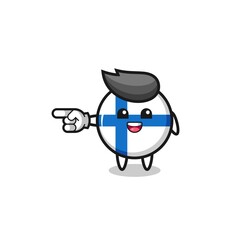 finland flag cartoon with pointing left gesture