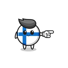 finland flag mascot with pointing right gesture