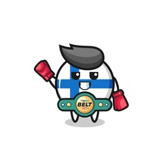 Obraz premium finland flag boxer mascot character