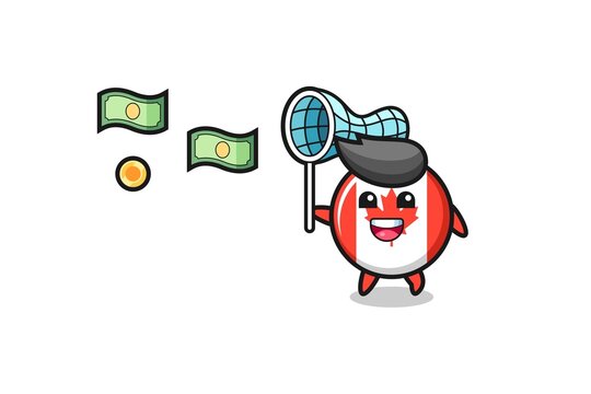 Illustration Of The Canada Flag Catching Flying Money