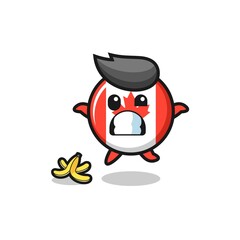 canada flag cartoon is slip on a banana peel
