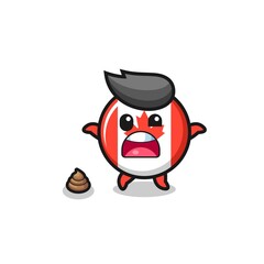 Obraz premium canada flag earth surprised to meet poop