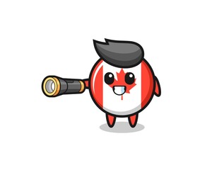 Obraz premium canada flag mascot holding flashlight