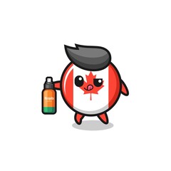 cute canada flag holding mosquito repellent