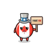 canada flag cartoon as uncle Sam holding the banner I want you