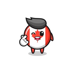 Obraz premium canada flag character doing Korean finger heart