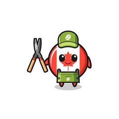 cute canada flag as gardener mascot
