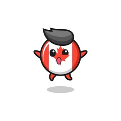 canada flag character is jumping gesture