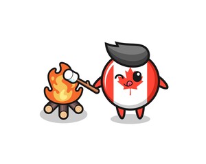 canada flag character is burning marshmallow