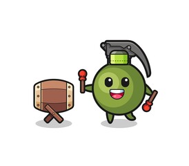 Fototapeta premium grenade muslim cartoon is beating the bedug
