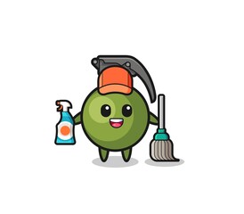 cute grenade character as cleaning services mascot