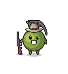 grenade hunter mascot holding a gun