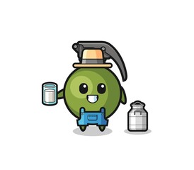 grenade cartoon as the dairy farmer