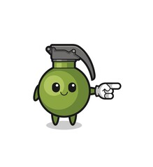 grenade mascot with pointing right gesture